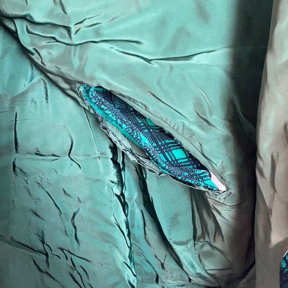 Handmade vintage green plaid corduroy poncho - Picture 5 of 7